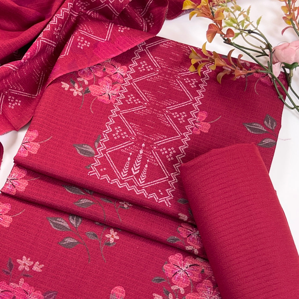 Kayseria Digital Printed Dhanak 3PC