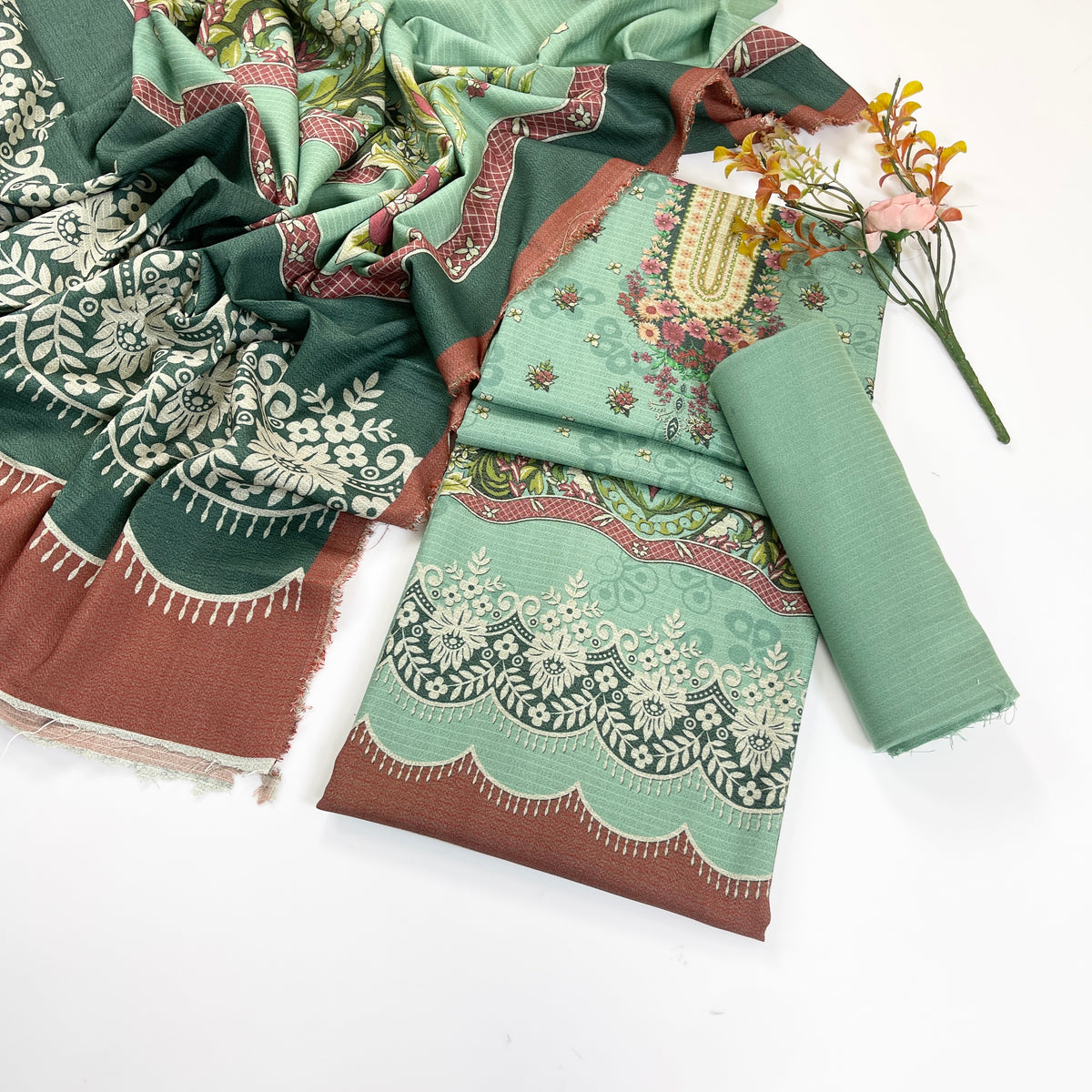 Kayseria Digital Printed Dhanak 3PC