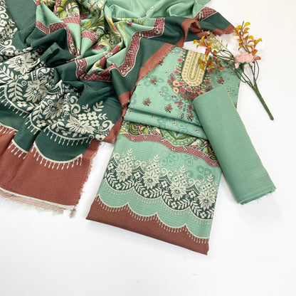 Kayseria Digital Printed Dhanak 3PC
