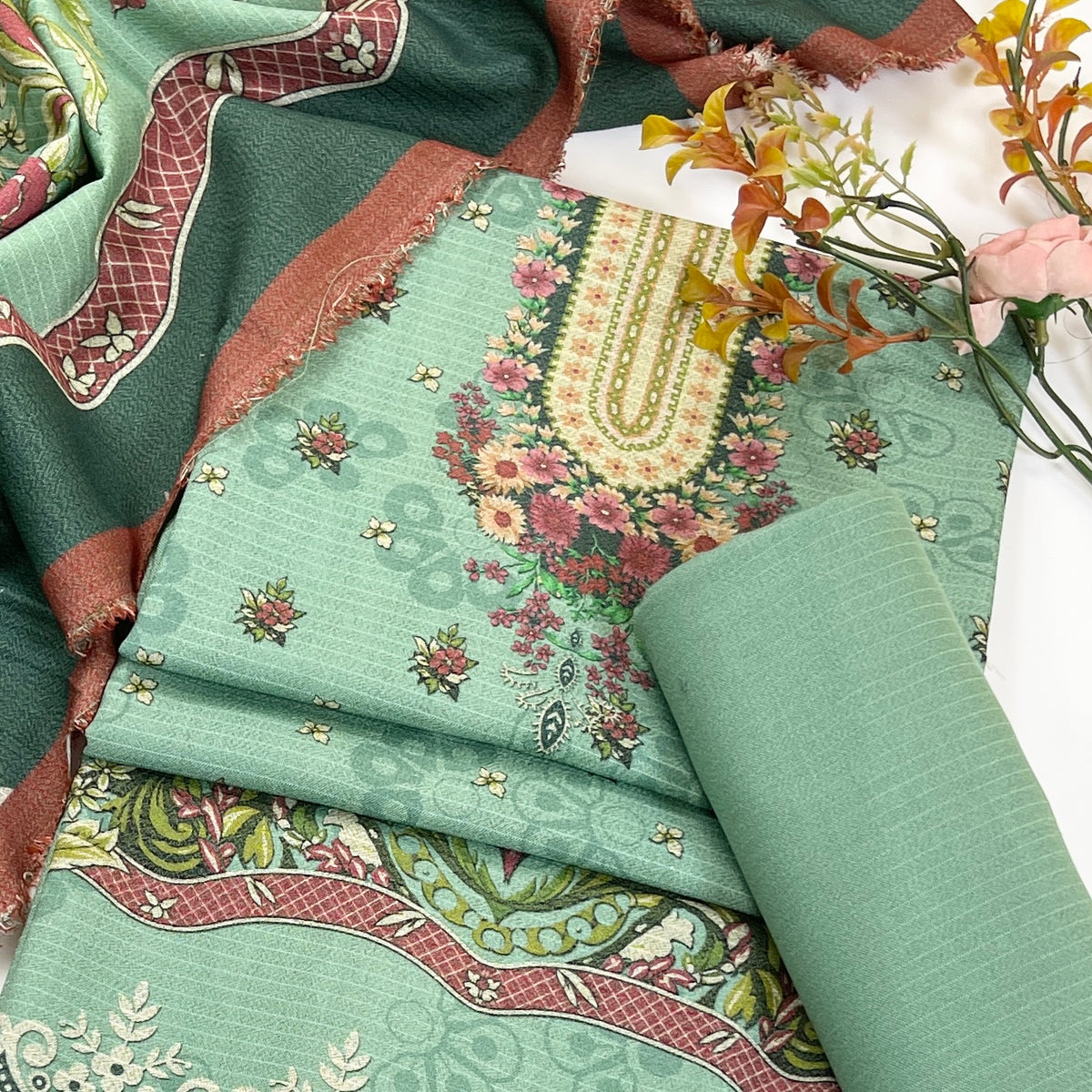 Kayseria Digital Printed Dhanak 3PC