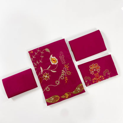 Ethnic Plain Emb Lawn 2PC