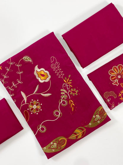 Ethnic Plain Emb Lawn 2PC