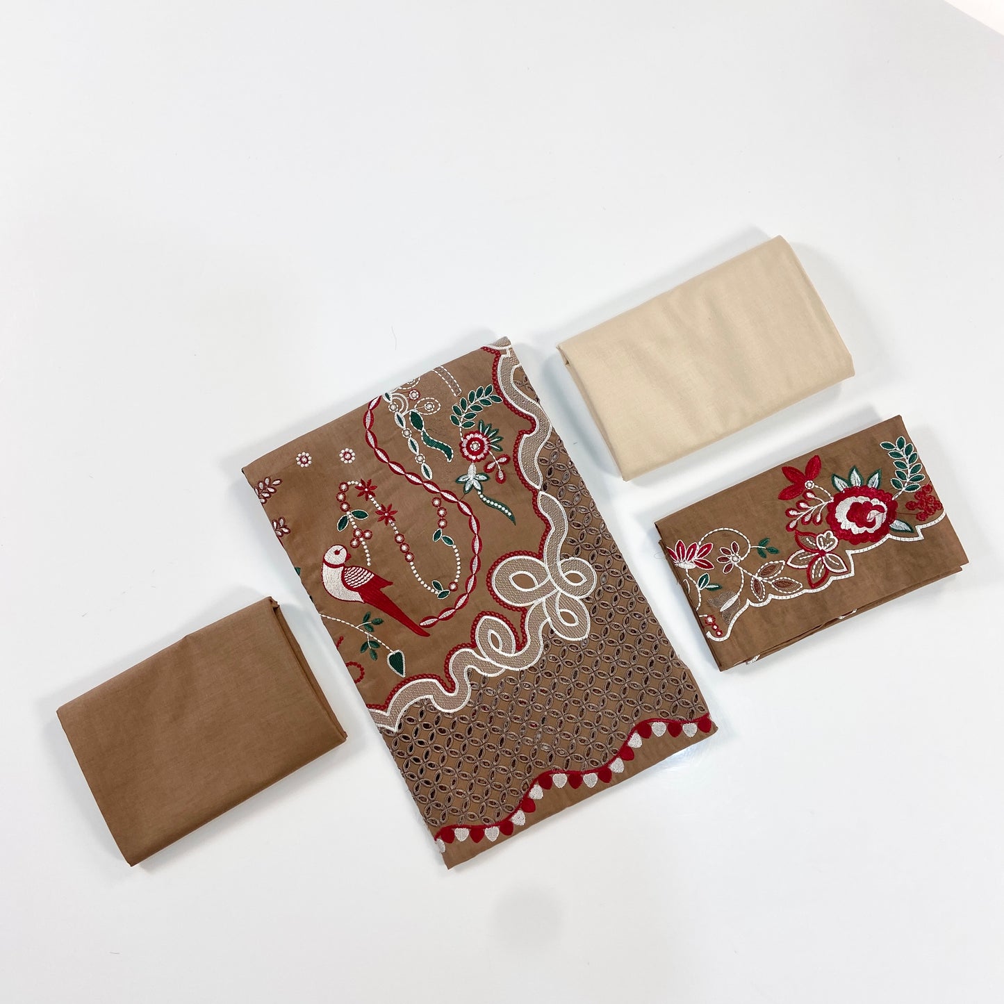 Ethnic Plain Emb Lawn 2PC