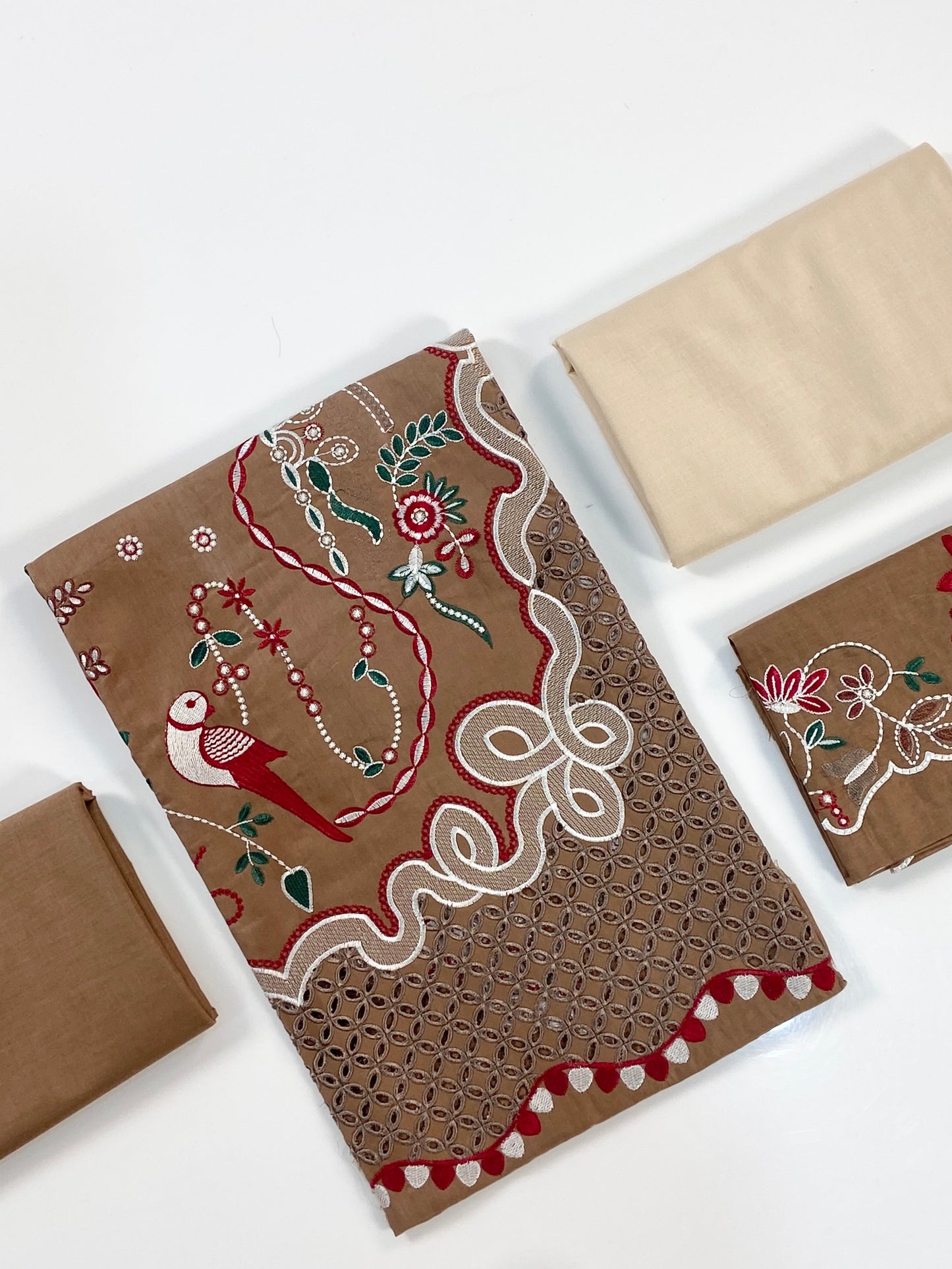 Ethnic Plain Emb Lawn 2PC