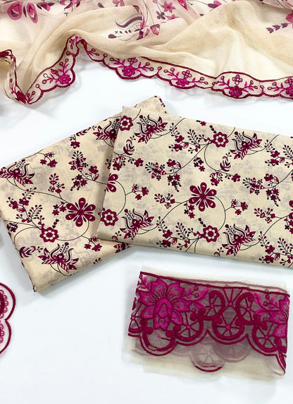 Faiza Saqlain Embroiderd & Digital Printed Lawn 3PC