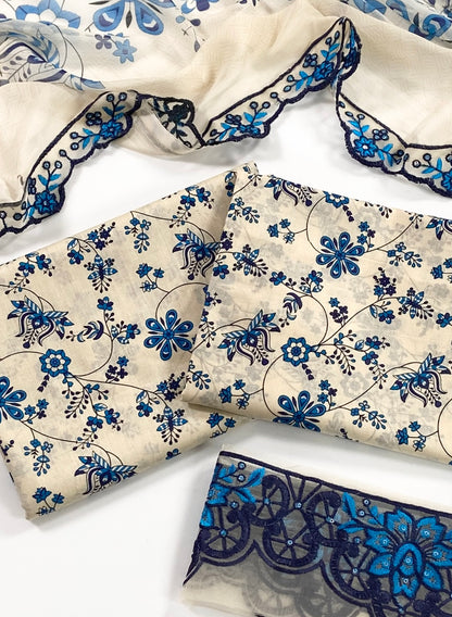 Faiza Saqlain Embroiderd & Digital Printed Lawn With 3PC
