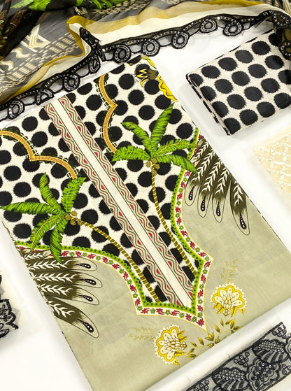 Maria B Embroiderd & Digital Printed Lawn 3PC