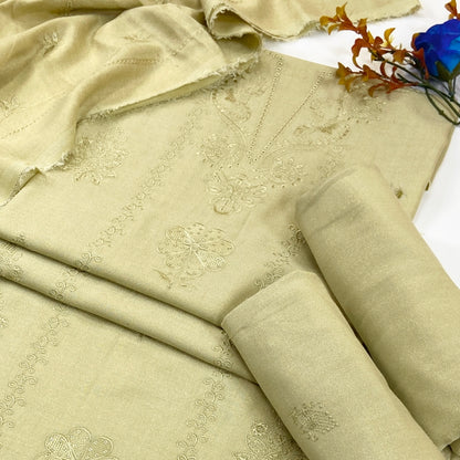 Chamki Fancy Light Emb Wool Peach 3PC