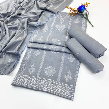 Chamki Fancy Light Emb Wool Peach 3PC