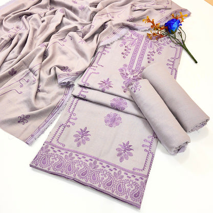 Chamki Fancy Light Emb Wool Peach 3PC