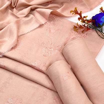 Chamki Fancy Light Emb Wool Peach 3PC