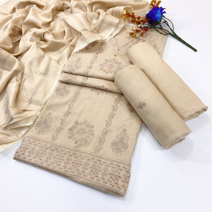 Chamki Fancy Light Emb Wool Peach 3PC