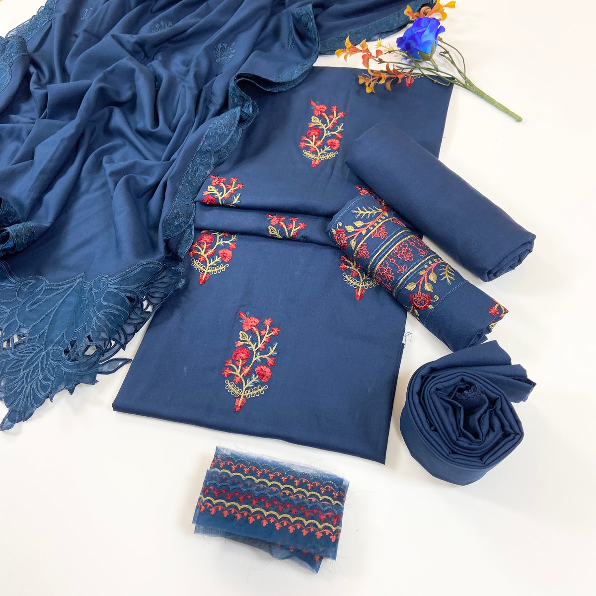Fasana By Shanaya Plain Emb Dhanak 3PC