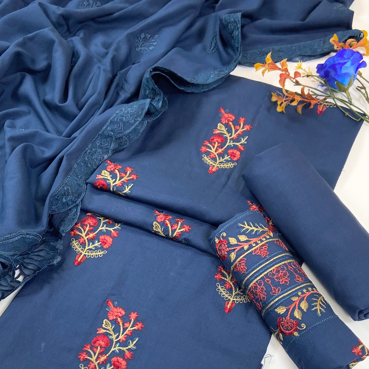 Fasana By Shanaya Plain Emb Dhanak 3PC