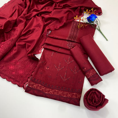 Fasana By Shanaya Plain Emb Dhanak 3PC