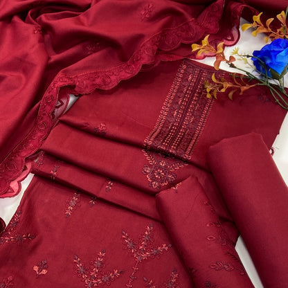 Fasana By Shanaya Plain Emb Dhanak 3PC