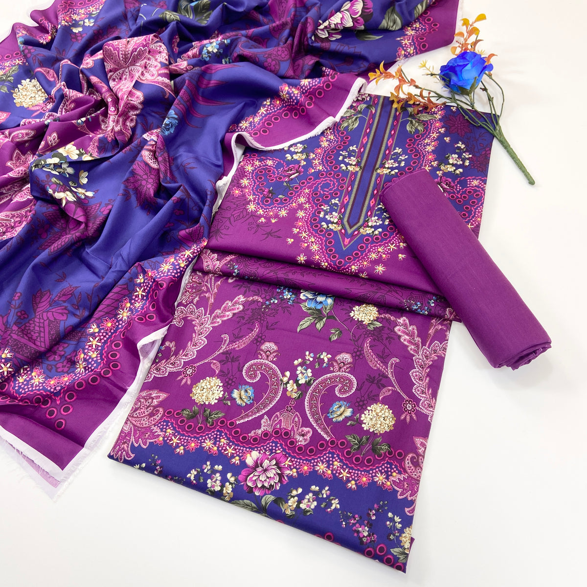 Raqs By Uneq Digital Printed Cotton Viscose 3PC