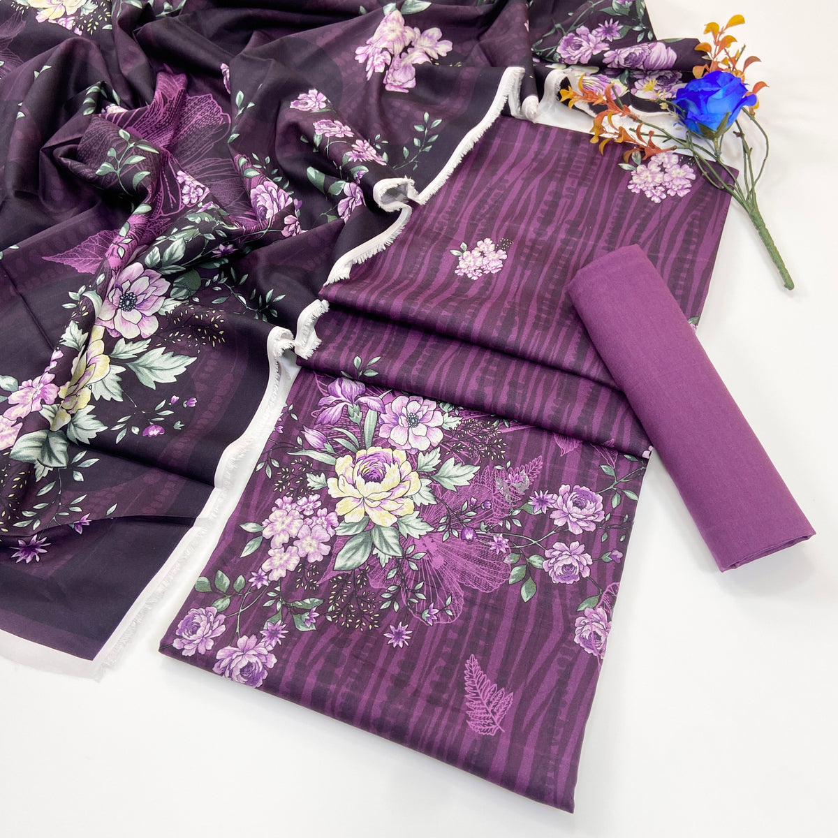 Raqs By Uneq Digital Printed Cotton Viscose 3PC