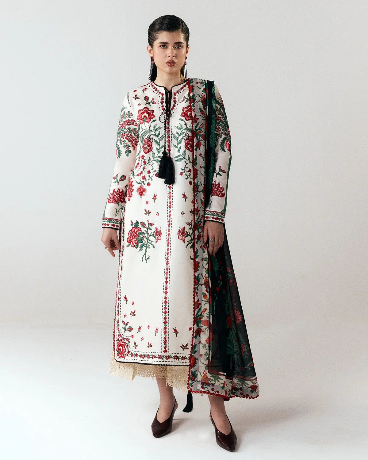 Jugnu Plain Emb Dhanak 3-Piece Suit