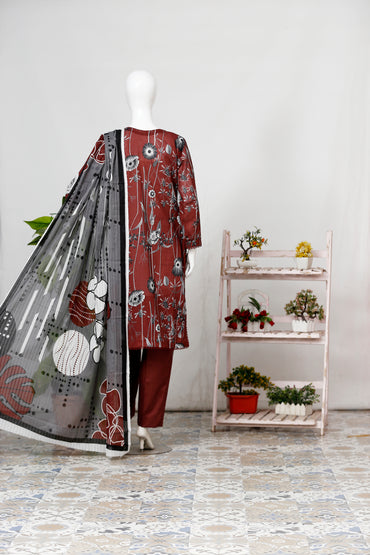 Phoolkari By Anaya Noor Printed With Laserkari Emb 3-PC