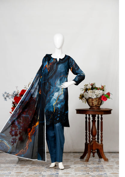 Phoolkari By Anaya Noor Printed With Laserkari Emb 3-PC