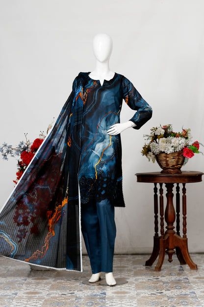 Phoolkari By Anaya Noor Printed With Laserkari Emb 3-PC