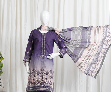 Falisha By Anaya Noor Print Emb Chickenkari 3-PC