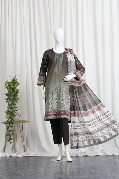 Falisha By Anaya Noor Print Emb Chickenkari 3-PC