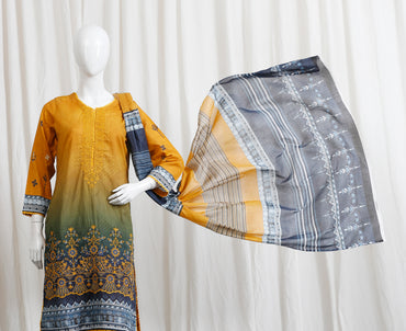 Falisha By Anaya Noor Print Emb Chickenkari 3-PC
