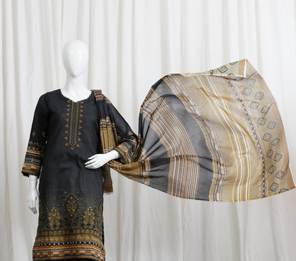 Falisha By Anaya Noor Print Emb Chickenkari 3-PC