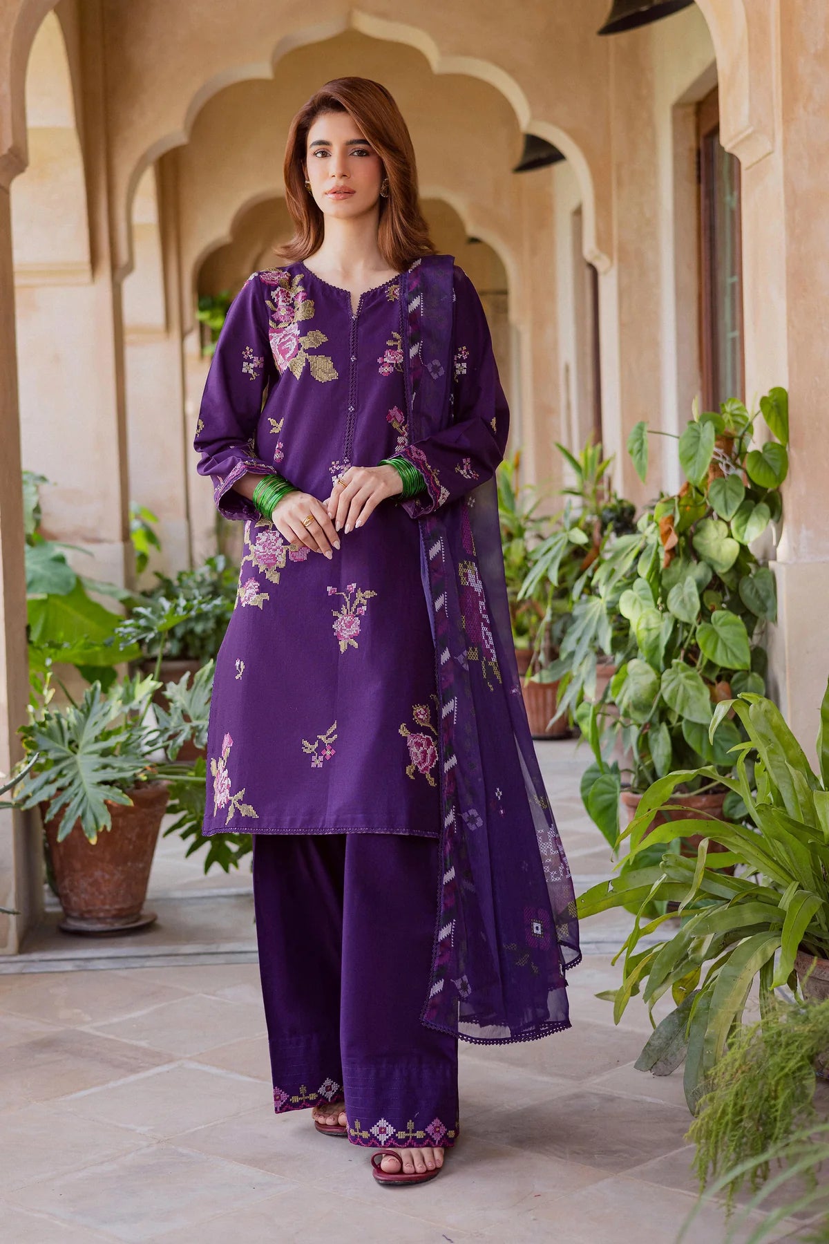 Batik Plain Embroidered Lawn 3PC