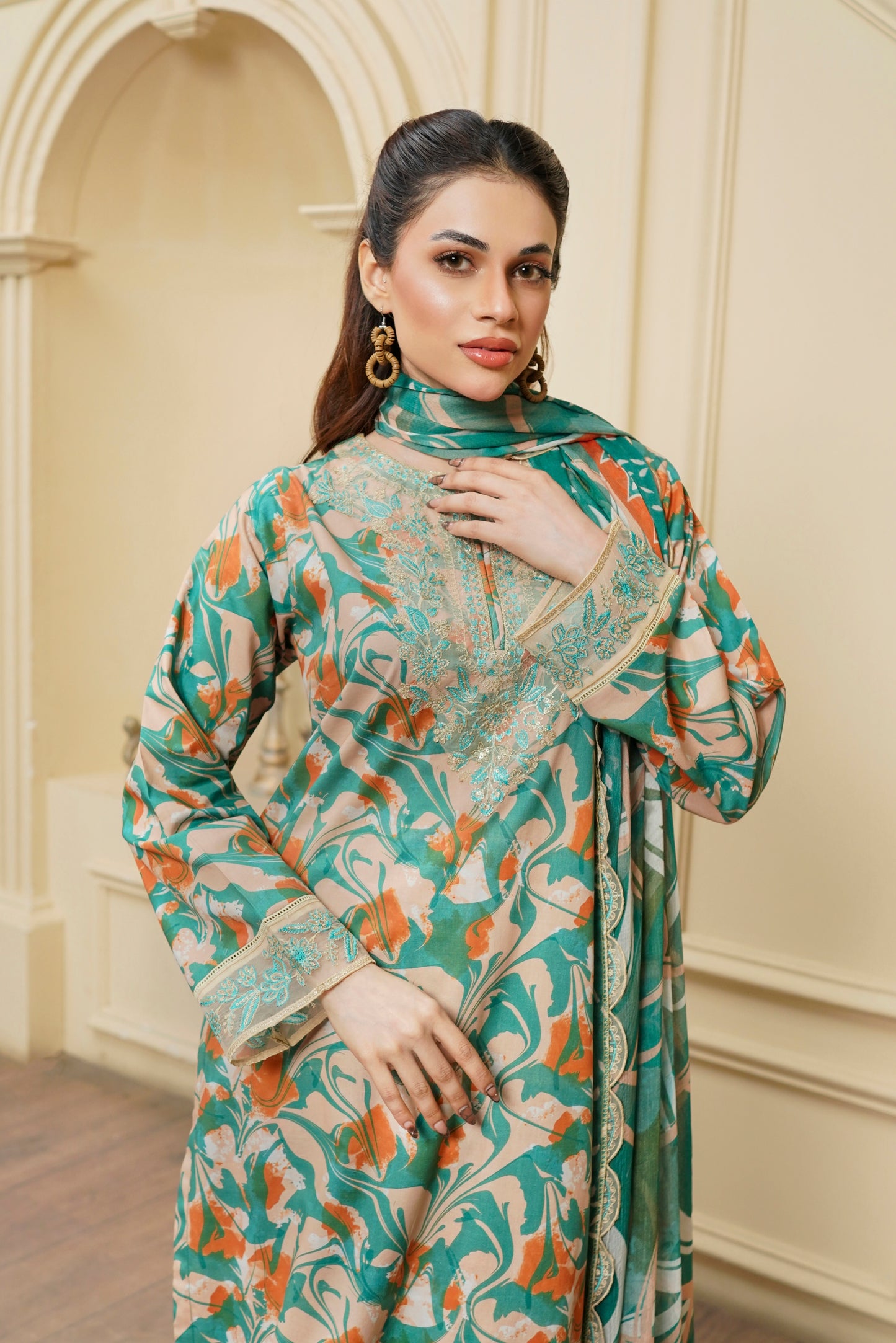 Moco By Anaya Noor Emb & Digital Printed Lawn 3PC