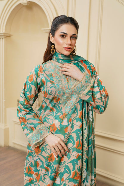Moco By Anaya Noor Emb & Digital Printed Lawn 3PC