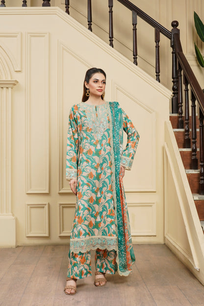 Moco By Anaya Noor Emb & Digital Printed Lawn 3PC