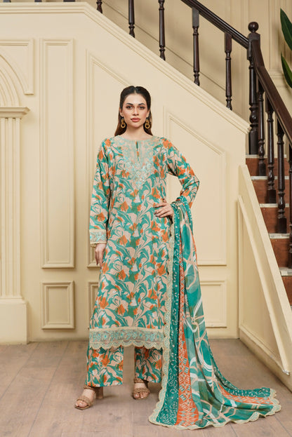 Moco By Anaya Noor Emb & Digital Printed Lawn 3PC