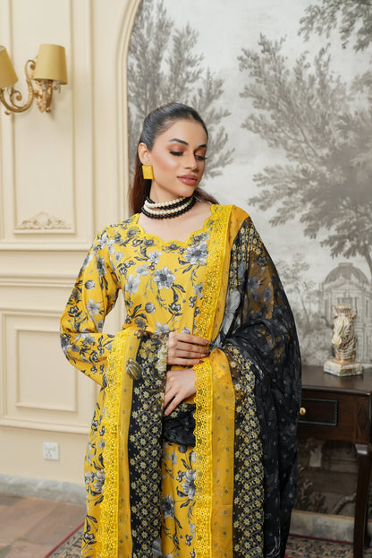 Moco By Anaya Noor Emb & Digital Printed Lawn 3PC
