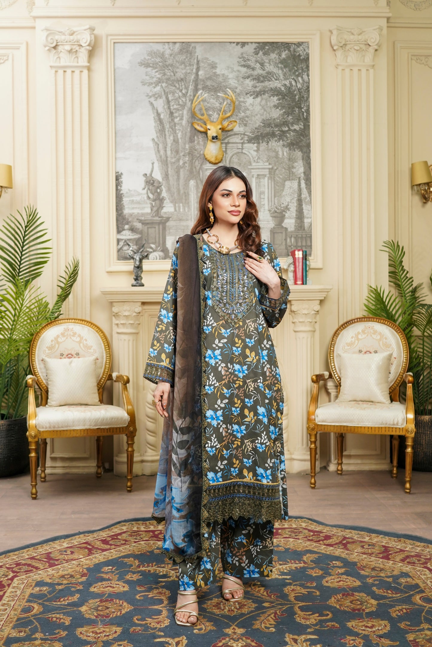 Moco By Anaya Noor Emb & Digital Printed Lawn 3PC