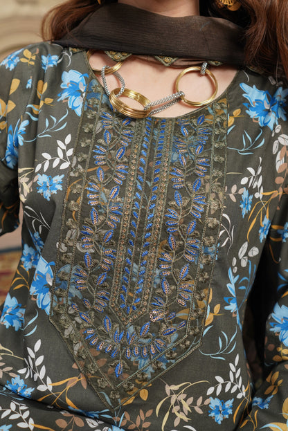 Moco By Anaya Noor Emb & Digital Printed Lawn 3PC