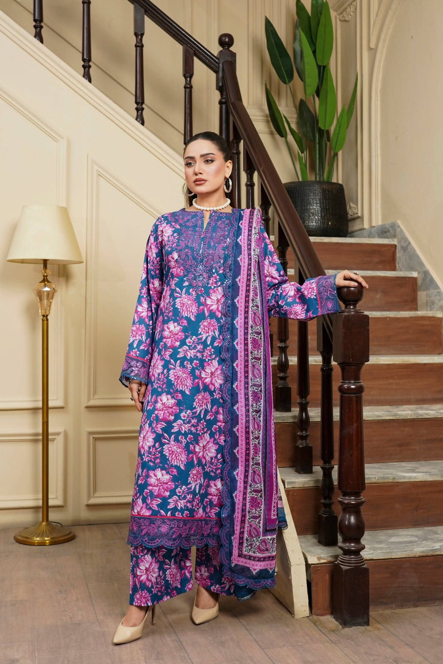Moco By Anaya Noor Emb & Digital Printed Lawn 3PC