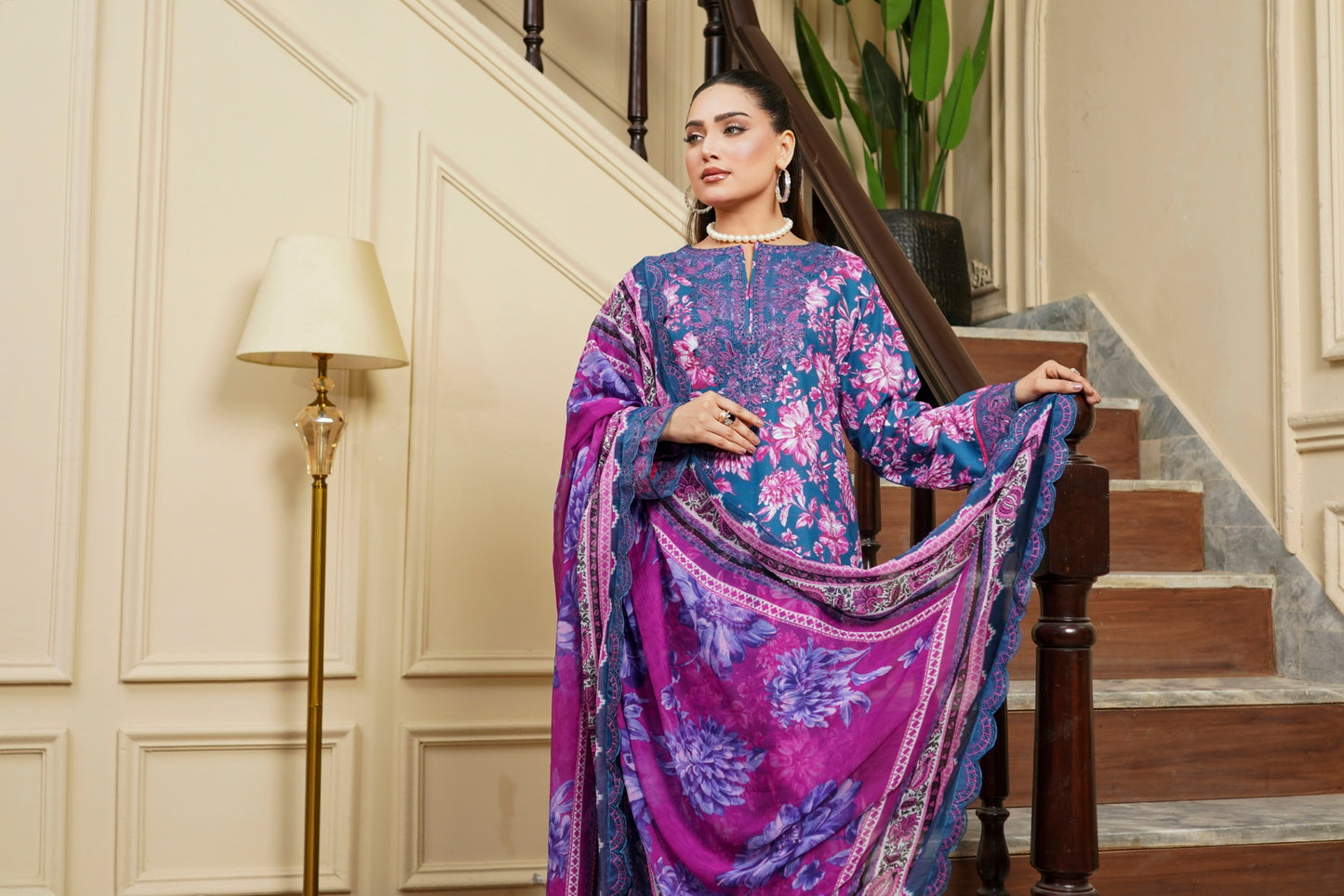 Moco By Anaya Noor Emb & Digital Printed Lawn 3PC