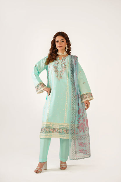 Anaya Noor Fancy Jacquard Cotton Emb 3PC