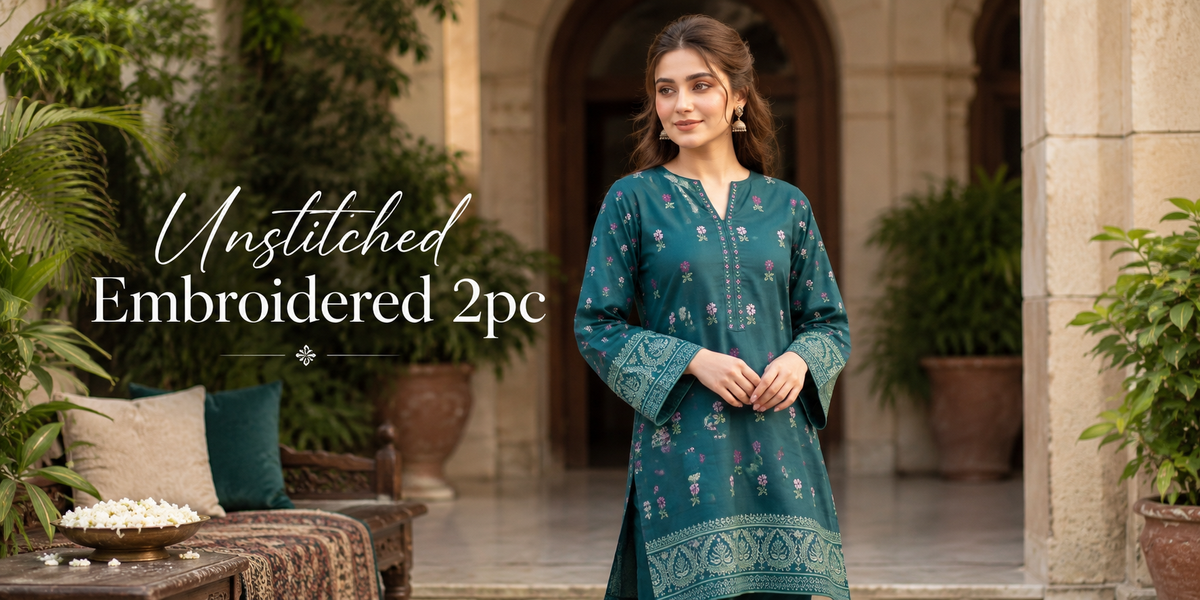 Unstitched Embroidered 2PC