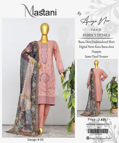 Zarqash By Anaya Noor Bana Dora Emb Lawn 3PC