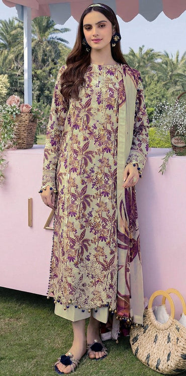 Crimson Embroiderd & Digital Printed Lawn 3PC
