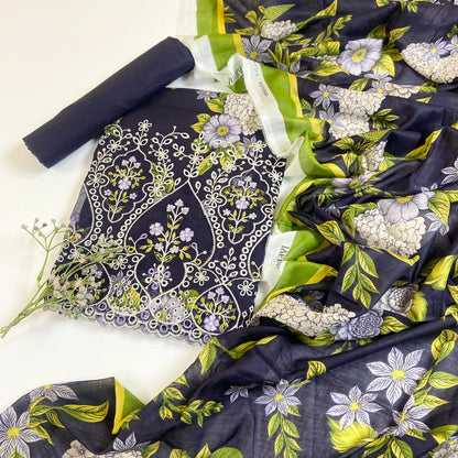Jaffrani Premium Printed & Emb Laserkari Lawn 3PC