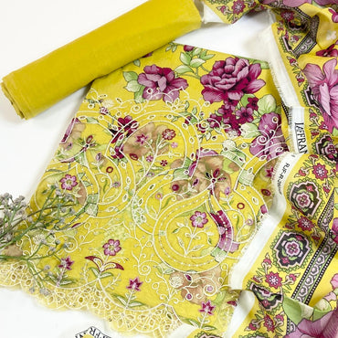 Jaffrani Premium Printed & Emb Laserkari Lawn 3PC