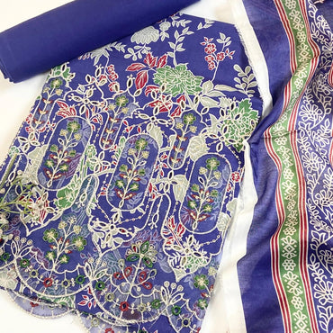 Jaffrani Premium Printed & Emb Laserkari Lawn 3PC