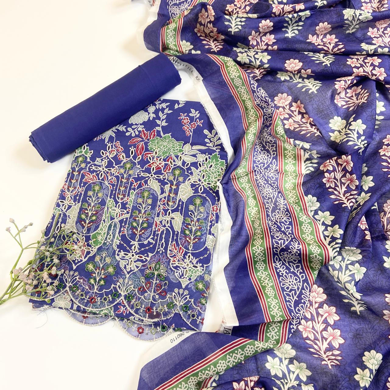 Jaffrani Premium Printed & Emb Laserkari Lawn 3PC