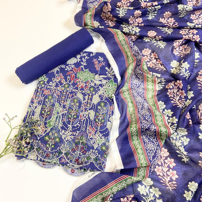 Jaffrani Premium Printed & Emb Laserkari Lawn 3PC