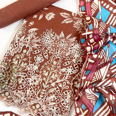 Jaffrani Premium Printed & Emb Laserkari Lawn 3PC